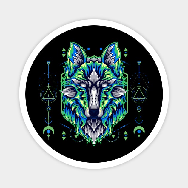 wolf ilustration Magnet by SHINIGAMII